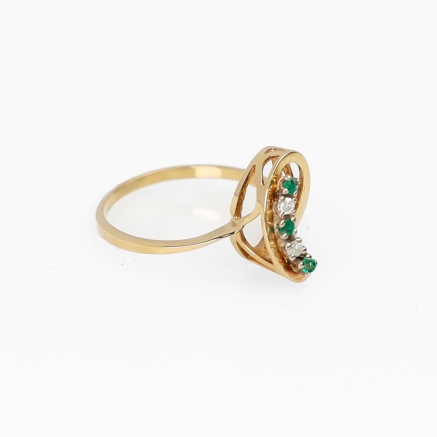 14k Ring with Small Green Stones