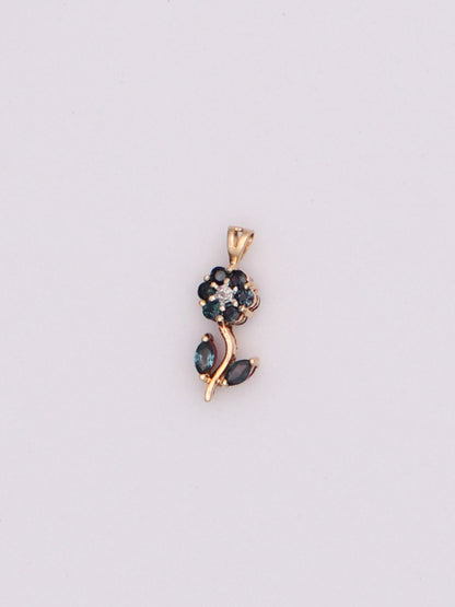 14k Red/Blue Flower Pendant