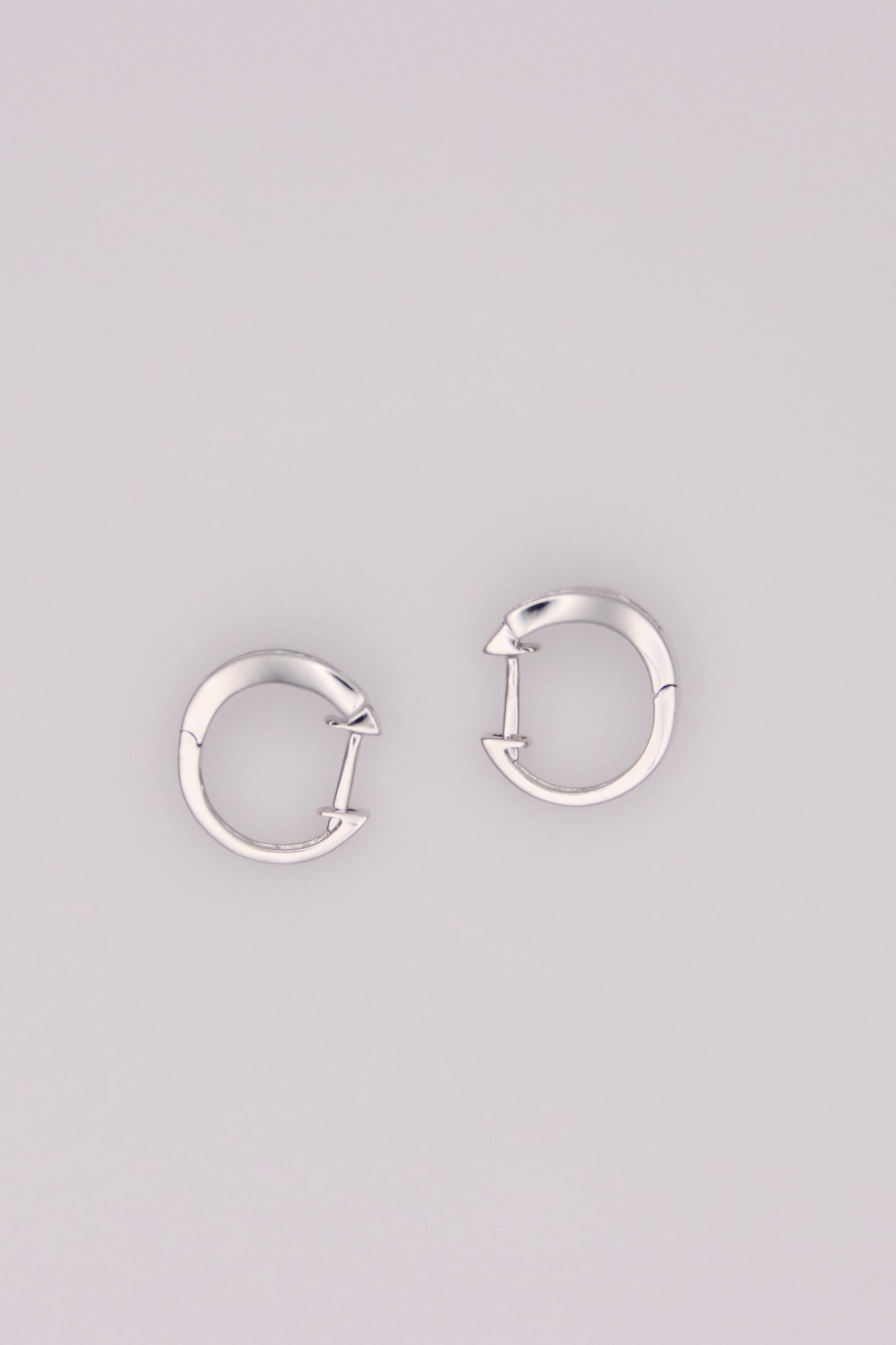 14K White Gold Small Diamond Hoops