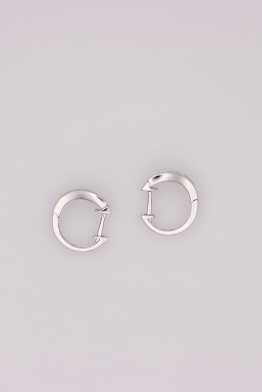 14K White Gold Small Diamond Hoops