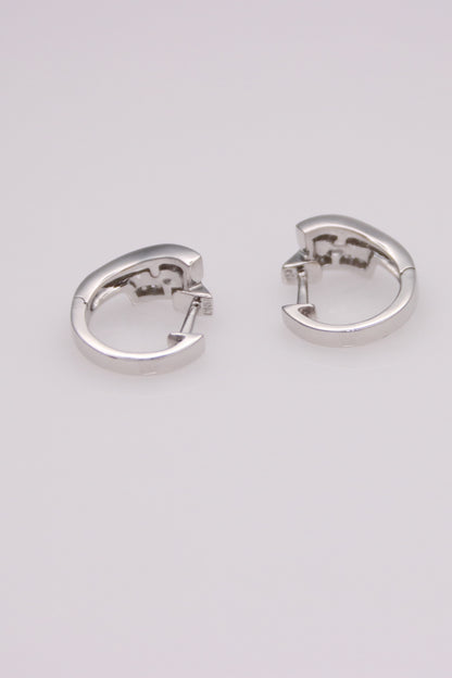 14K White Gold Small Diamond Hoops