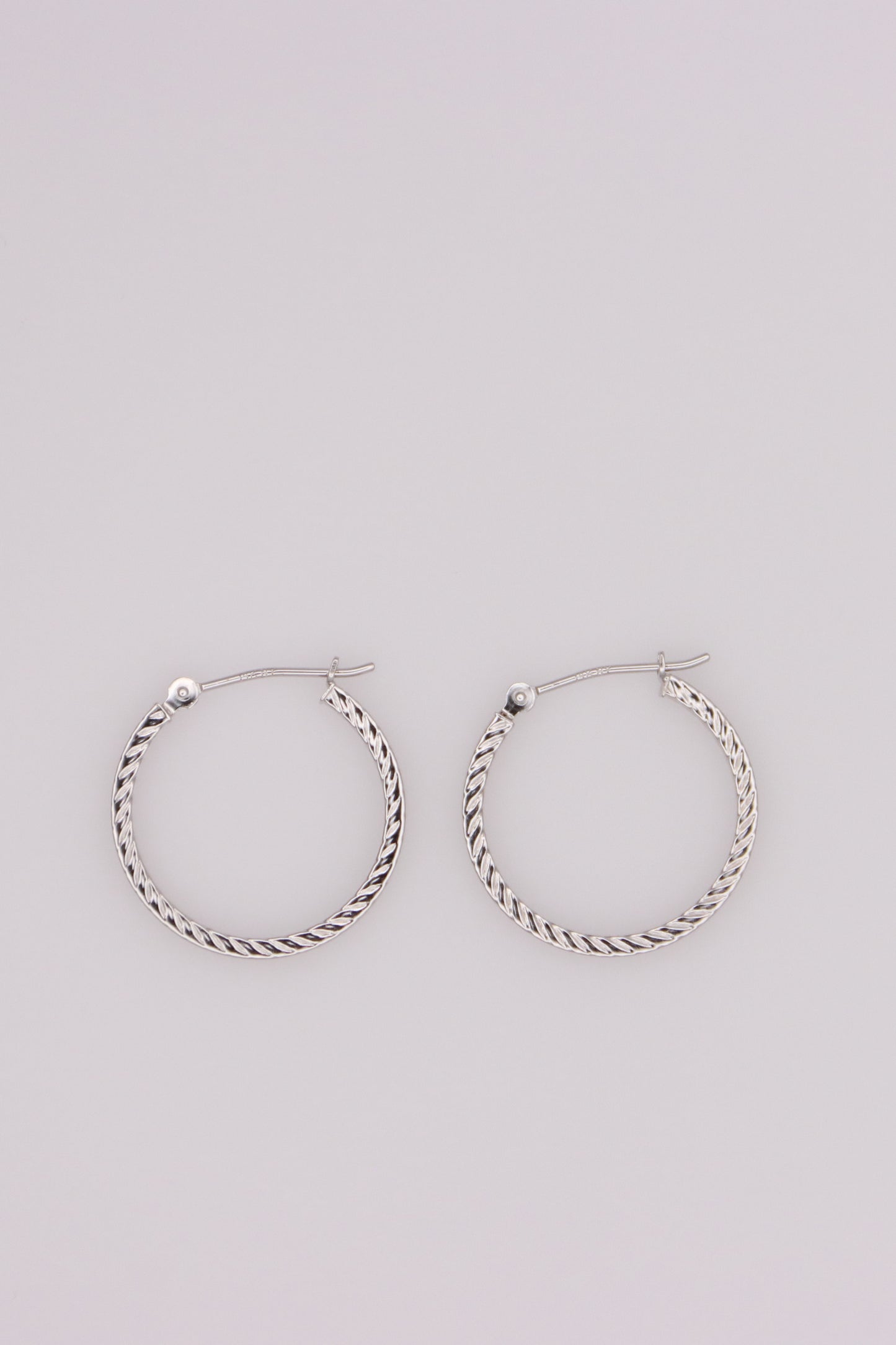 14K White Gold Hoops