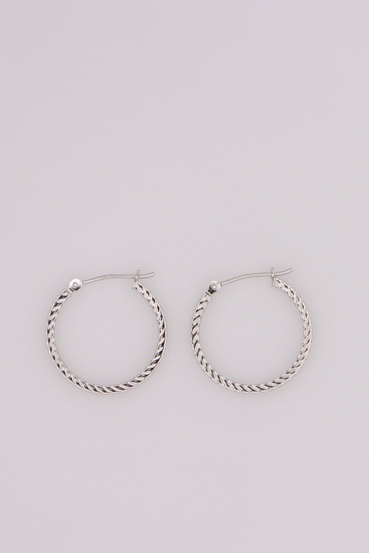 14K White Gold Hoops