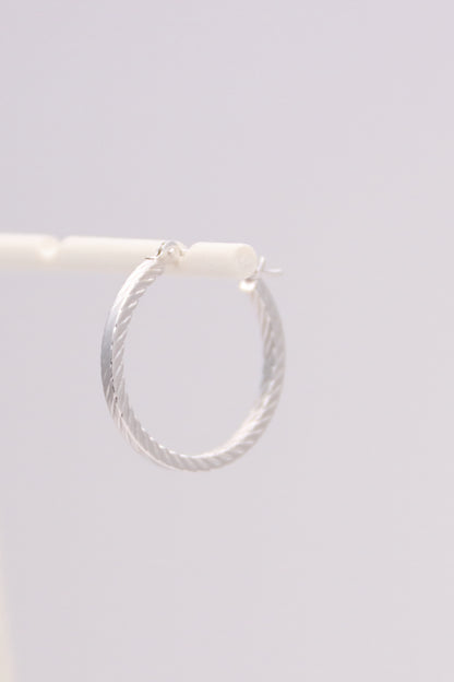 14K White Gold Hoops