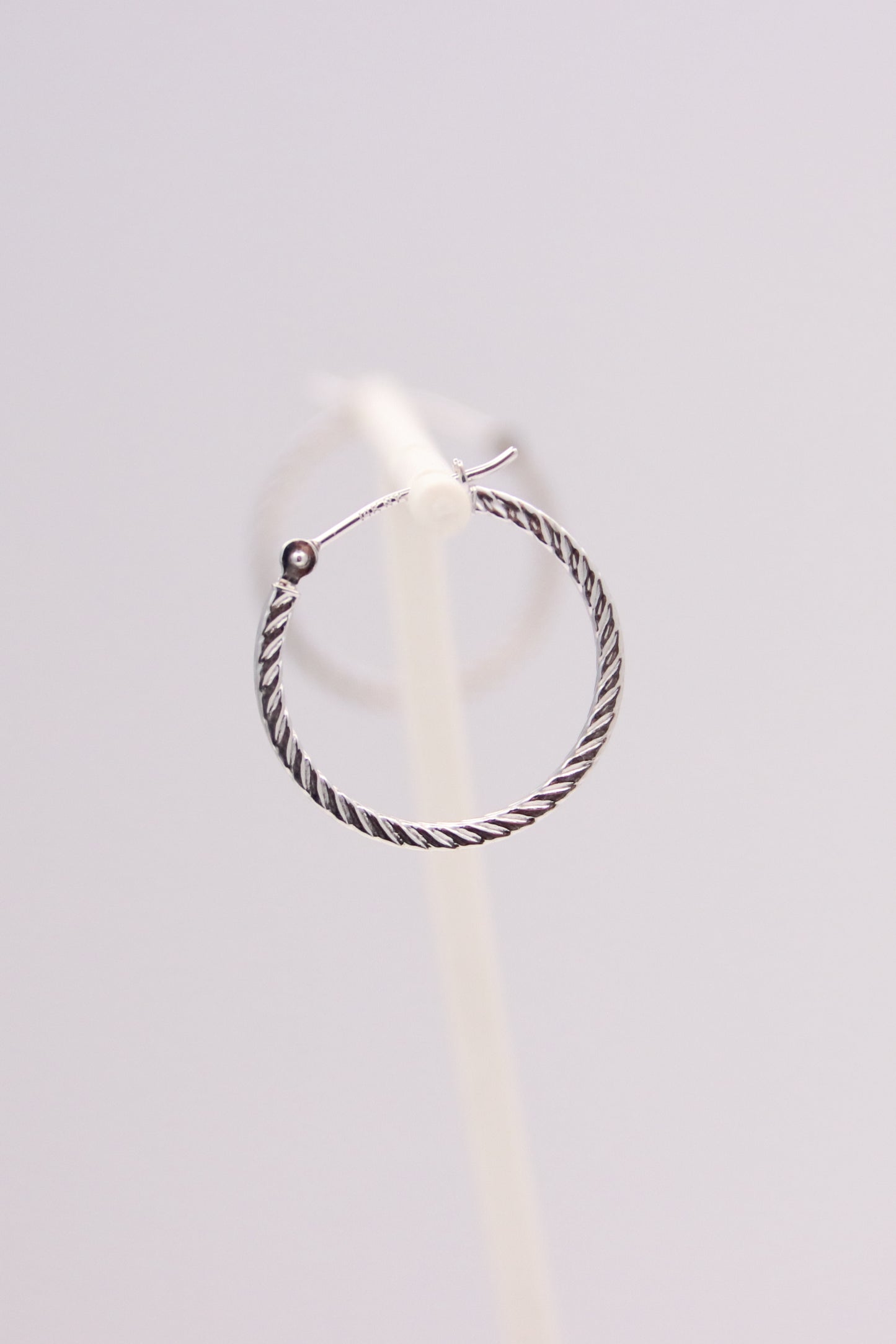 14K White Gold Hoops