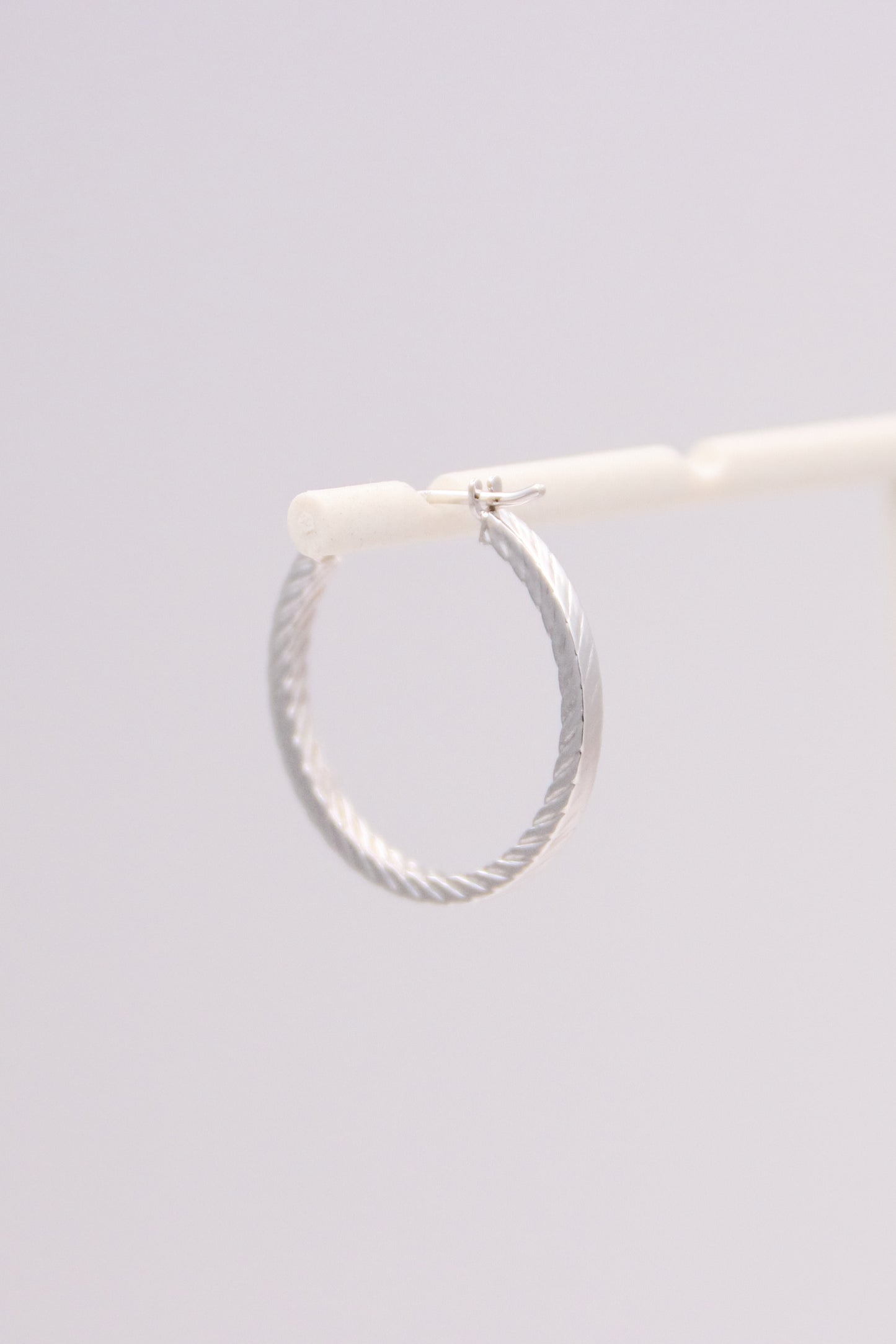 14K White Gold Hoops