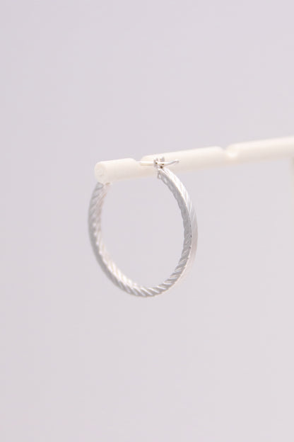 14K White Gold Hoops