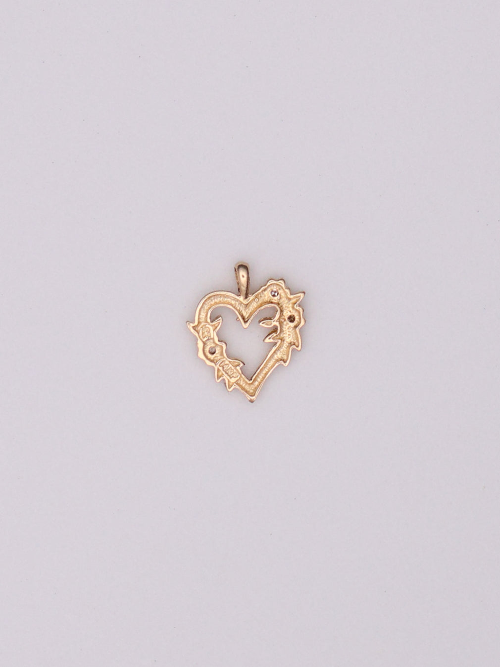 14k Floral Diamond Heart Pendant