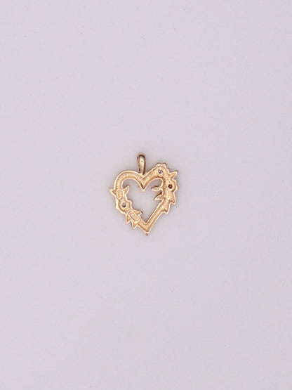 14k Floral Diamond Heart Pendant