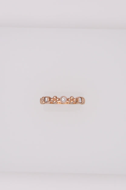 14K Rose Gold Ring with 5 Small Diamonds