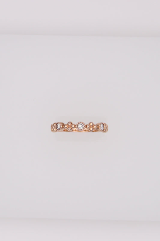 14K Rose Gold Ring with 5 Small Diamonds