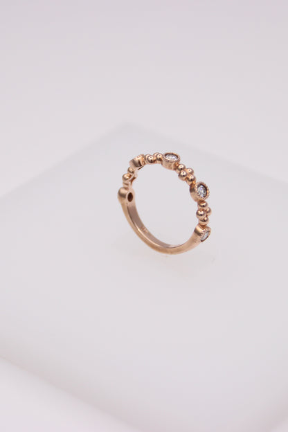 14K Rose Gold Ring with 5 Small Diamonds