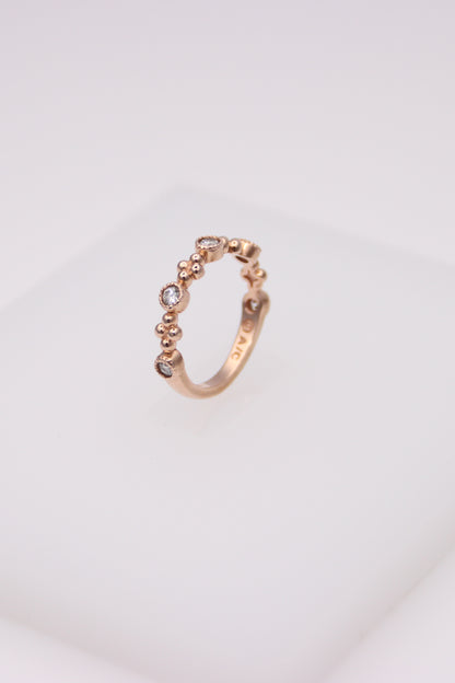 14K Rose Gold Ring with 5 Small Diamonds