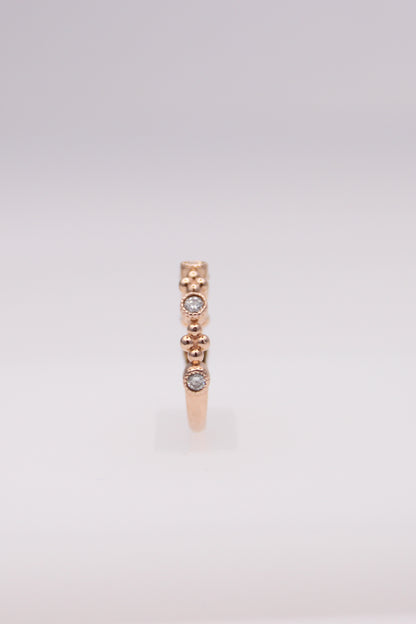 14K Rose Gold Ring with 5 Small Diamonds