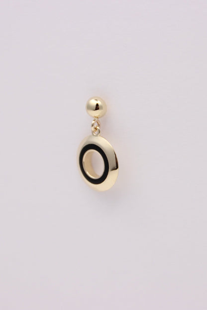 Black and White Gold Circle Earrings