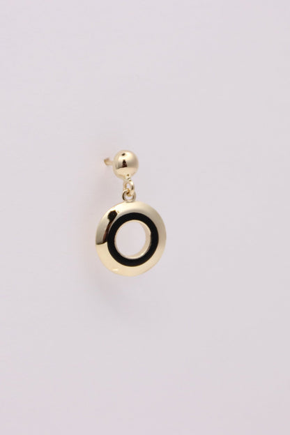 Black and White Gold Circle Earrings