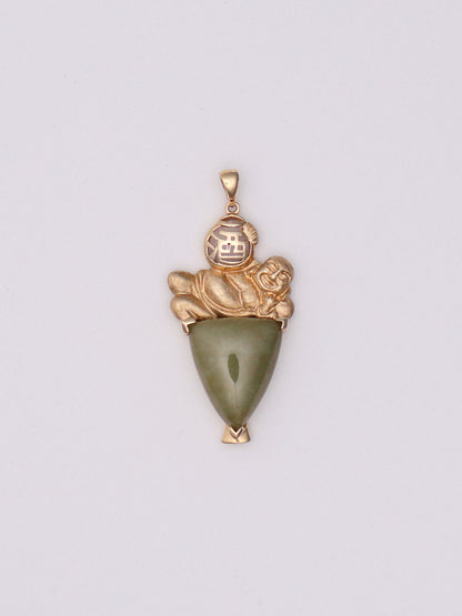 14k Jade Buddha Pendant