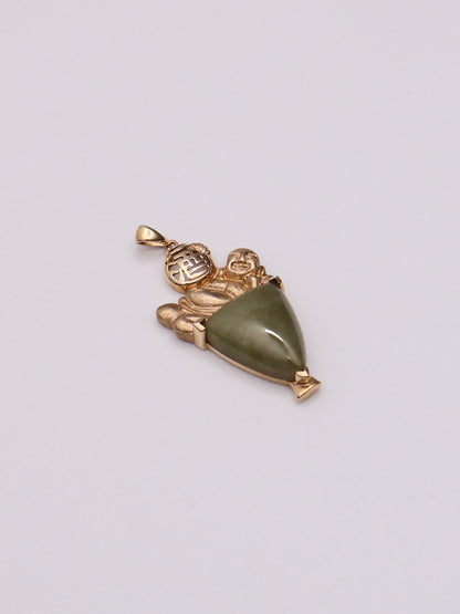 14k Jade Buddha Pendant