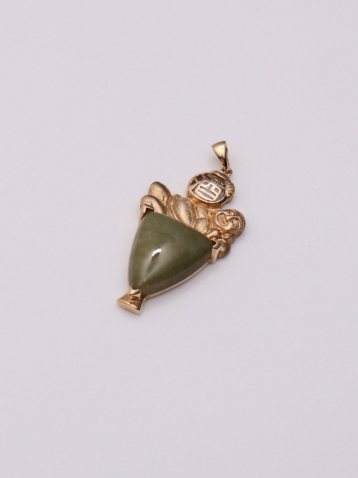 14k Jade Buddha Pendant