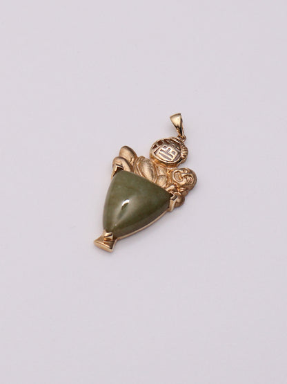 14k Jade Buddha Pendant