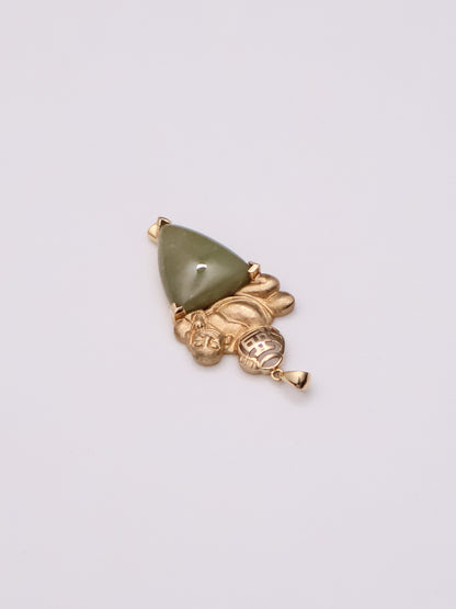 14k Jade Buddha Pendant