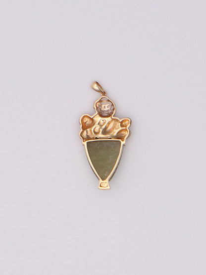 14k Jade Buddha Pendant