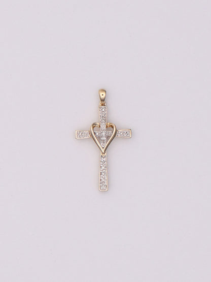 10k Diamond Heart Cross