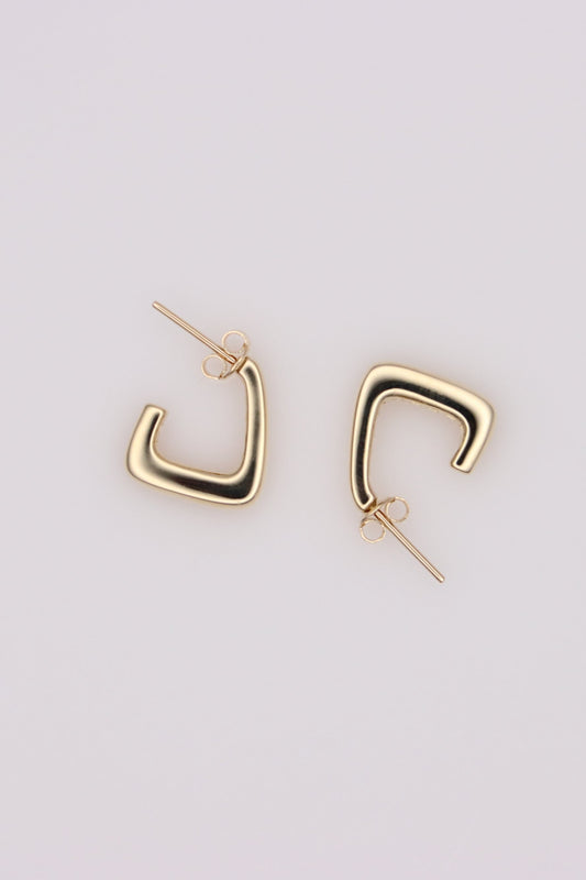 14k Gold J Hoop Earrings