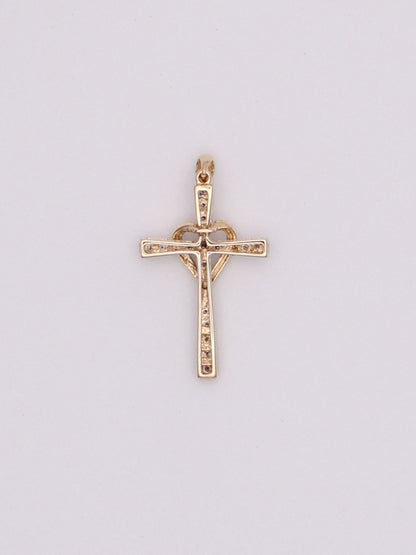 10k Diamond Heart Cross