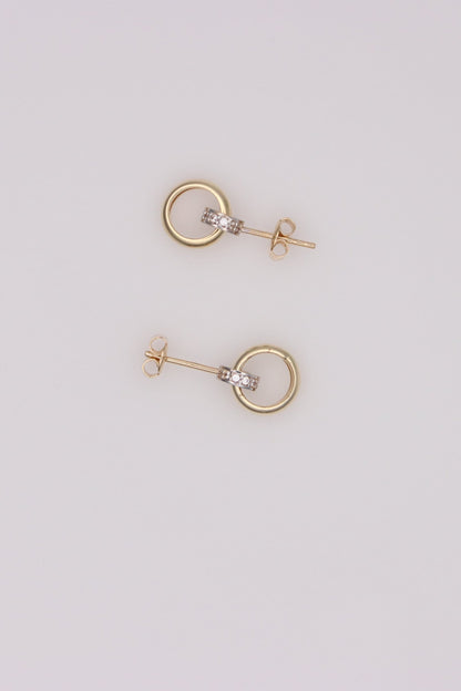 Gold Double Hoop Stud Earrings