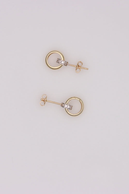 Gold Double Hoop Stud Earrings