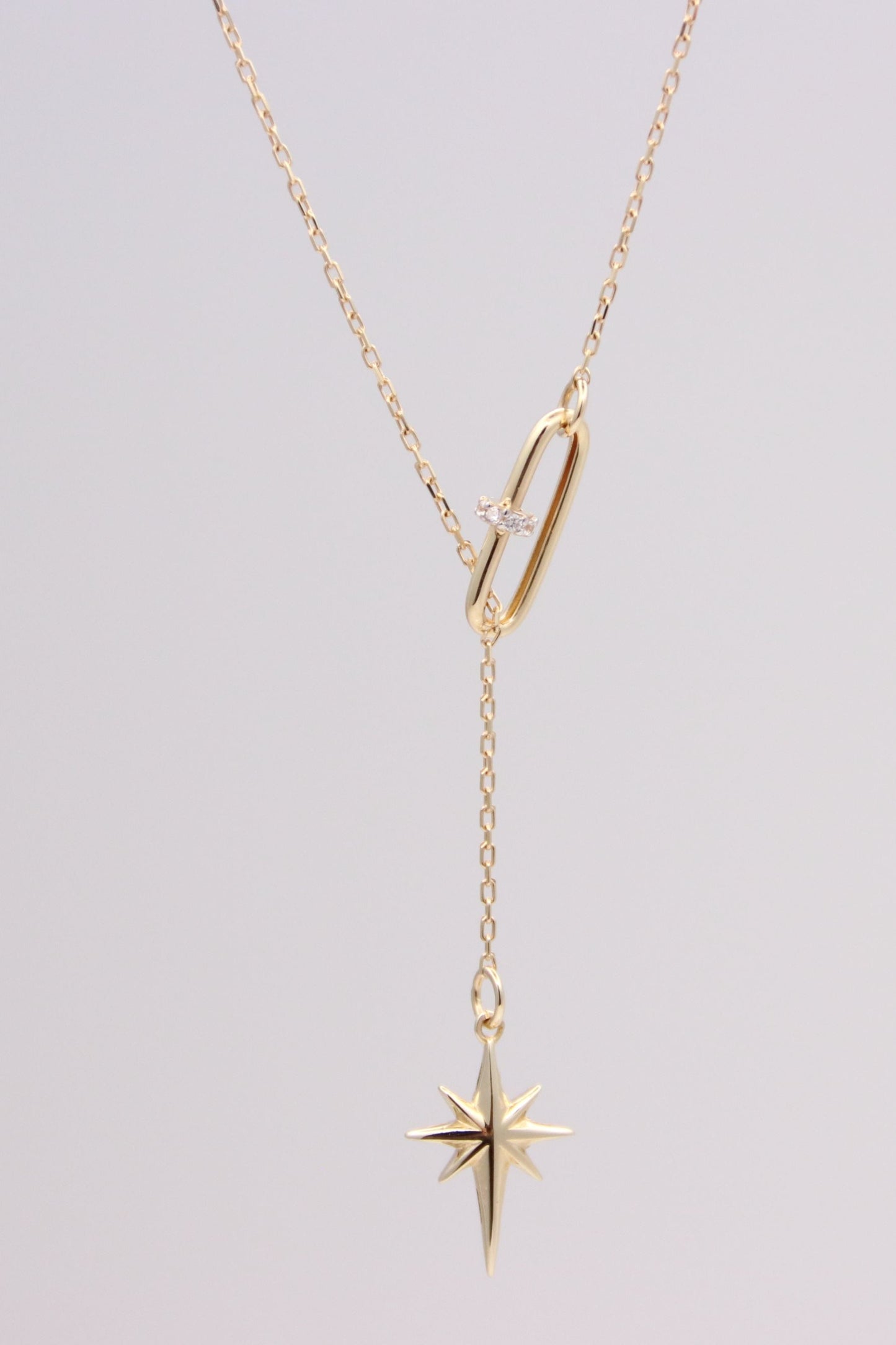 North Star and Paper Clip Necklace