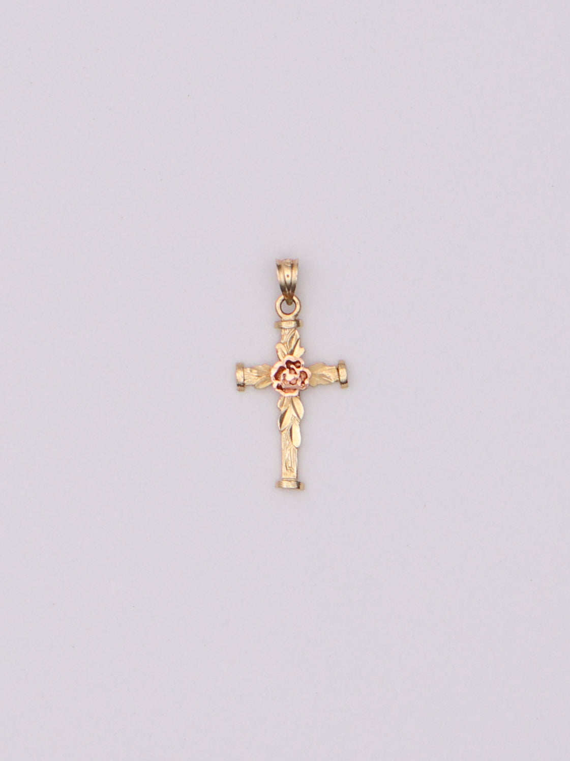 14k Floral Cross Pendant