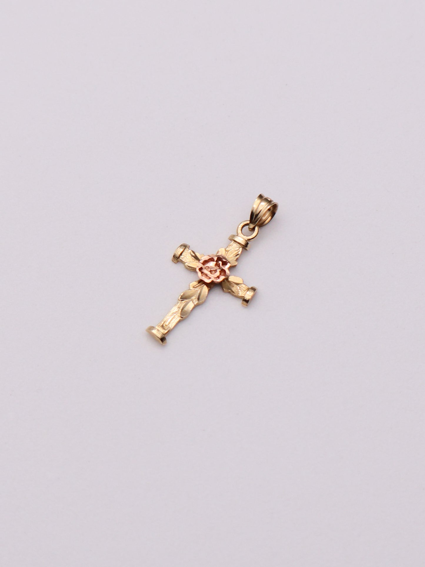 14k Floral Cross Pendant