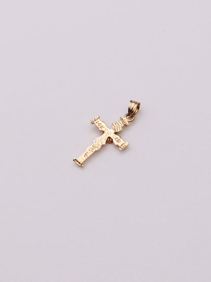 14k Floral Cross Pendant