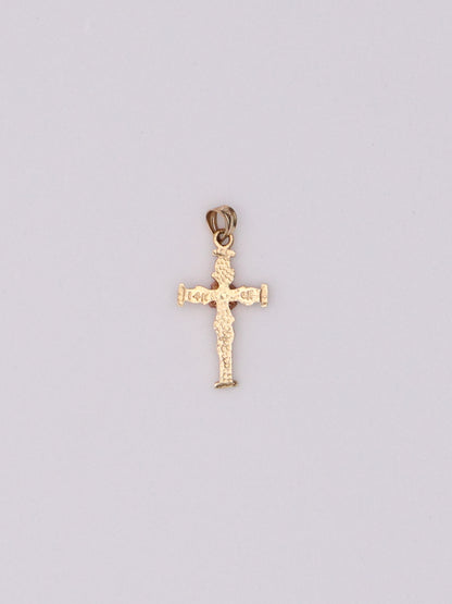 14k Floral Cross Pendant