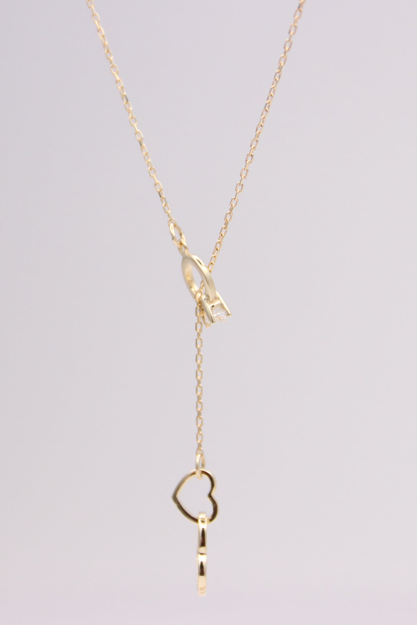 Double Heart Drop Pendant Cable Necklace