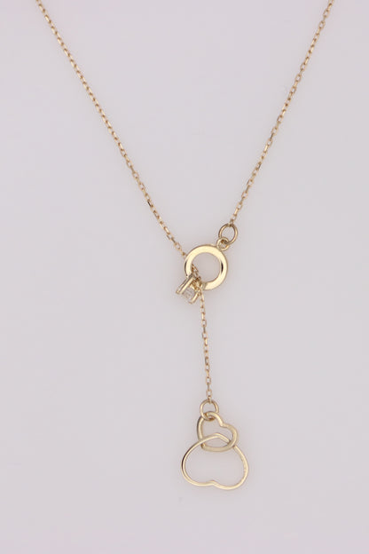 Double Heart Drop Pendant Cable Necklace