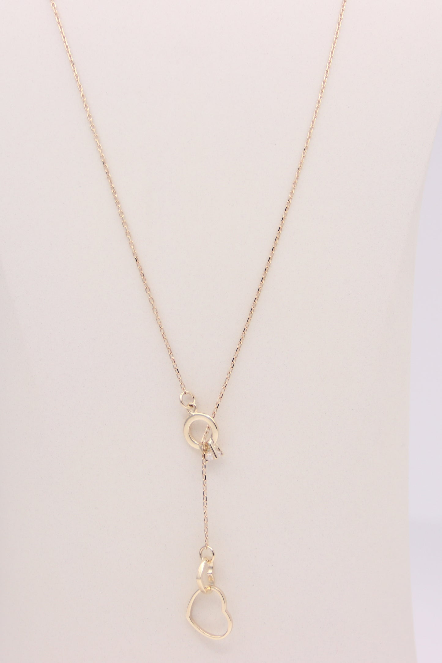 Double Heart Drop Pendant Cable Necklace