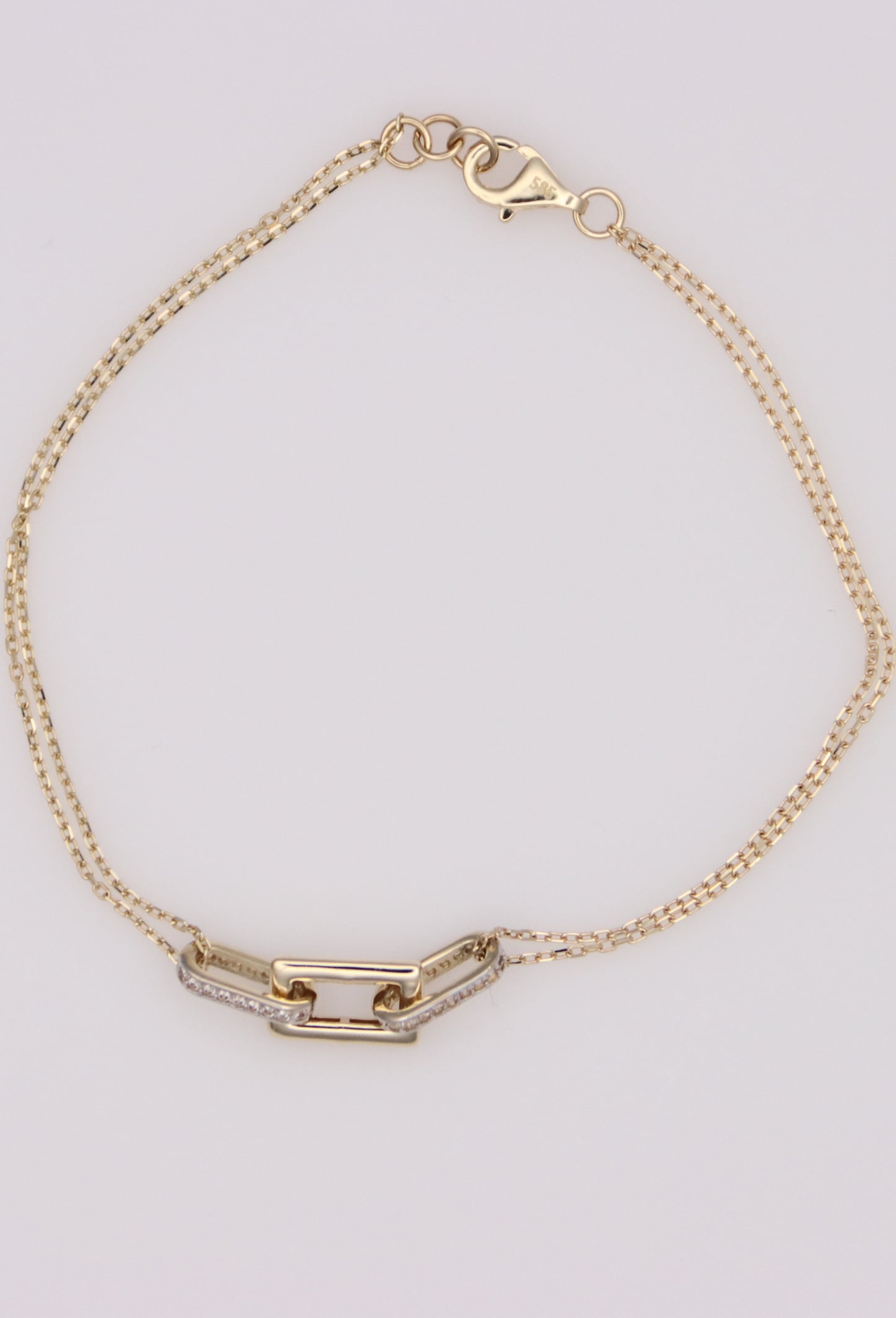 Rectangle and Oval Link Double Cable Bracelet