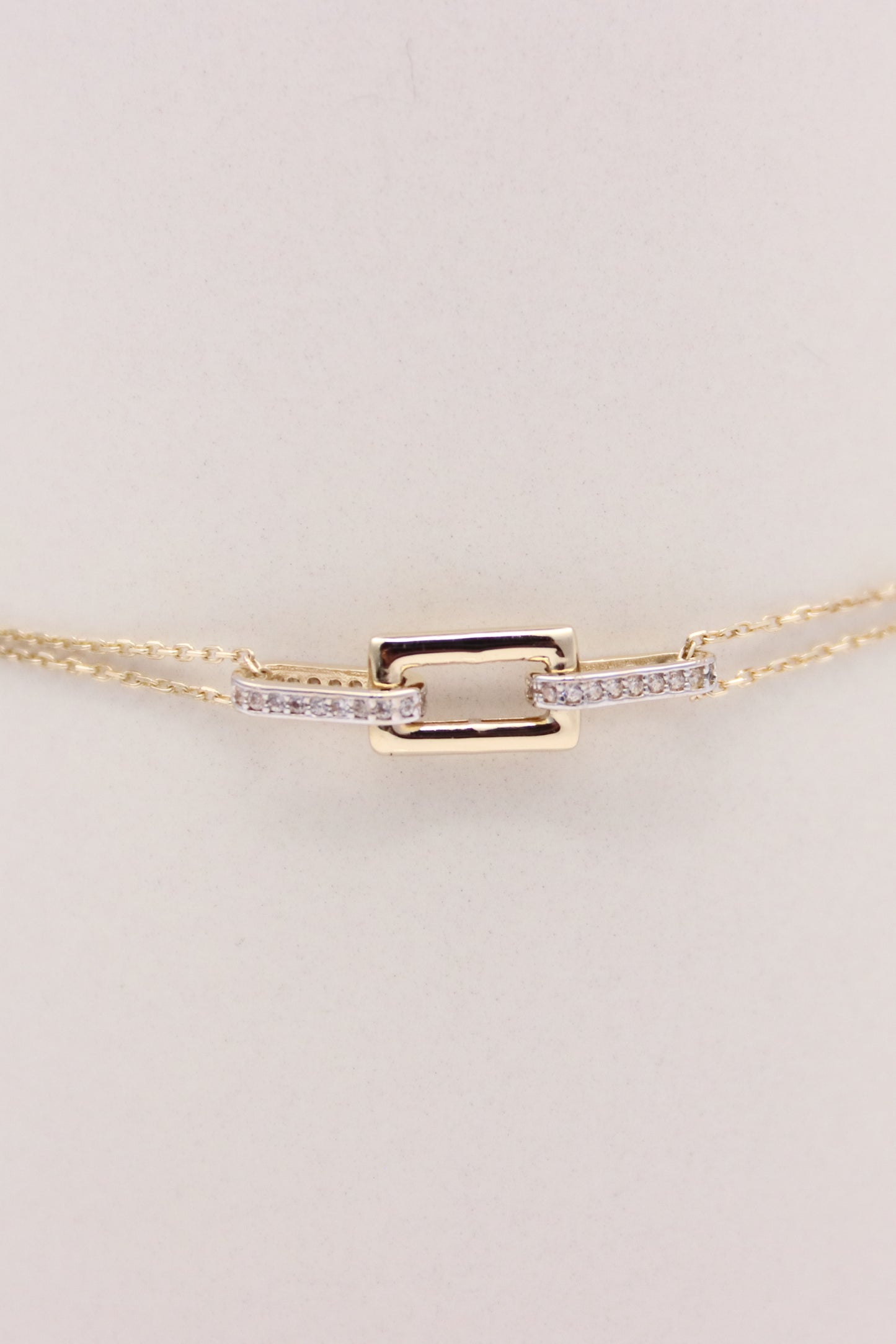 Rectangle and Oval Link Double Cable Bracelet