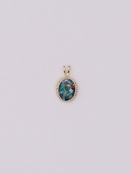 14k Blue Oval Pendant