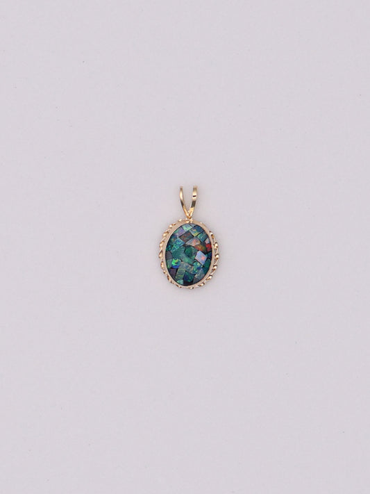 14k Blue Oval Pendant