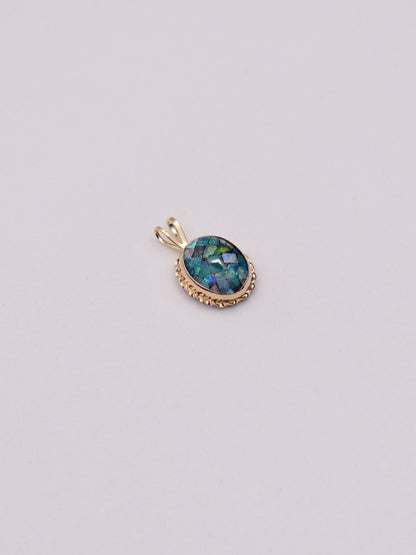 14k Blue Oval Pendant