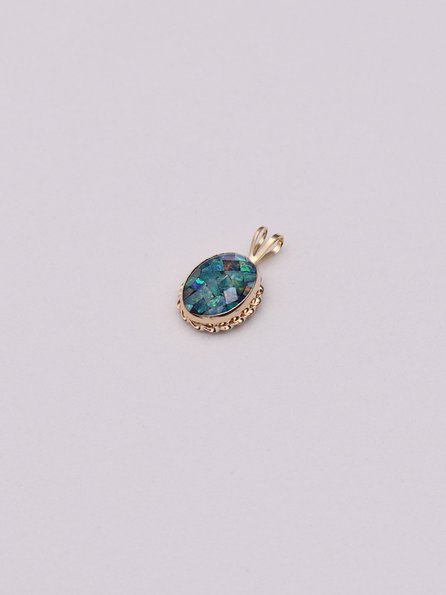 14k Blue Oval Pendant