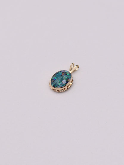 14k Blue Oval Pendant