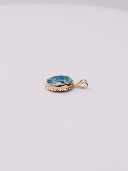 14k Blue Oval Pendant