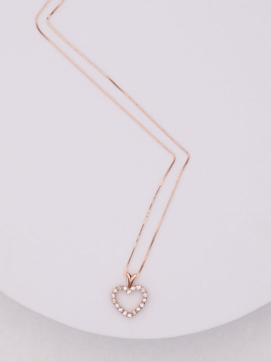 10k RG Diamond Heart Necklace