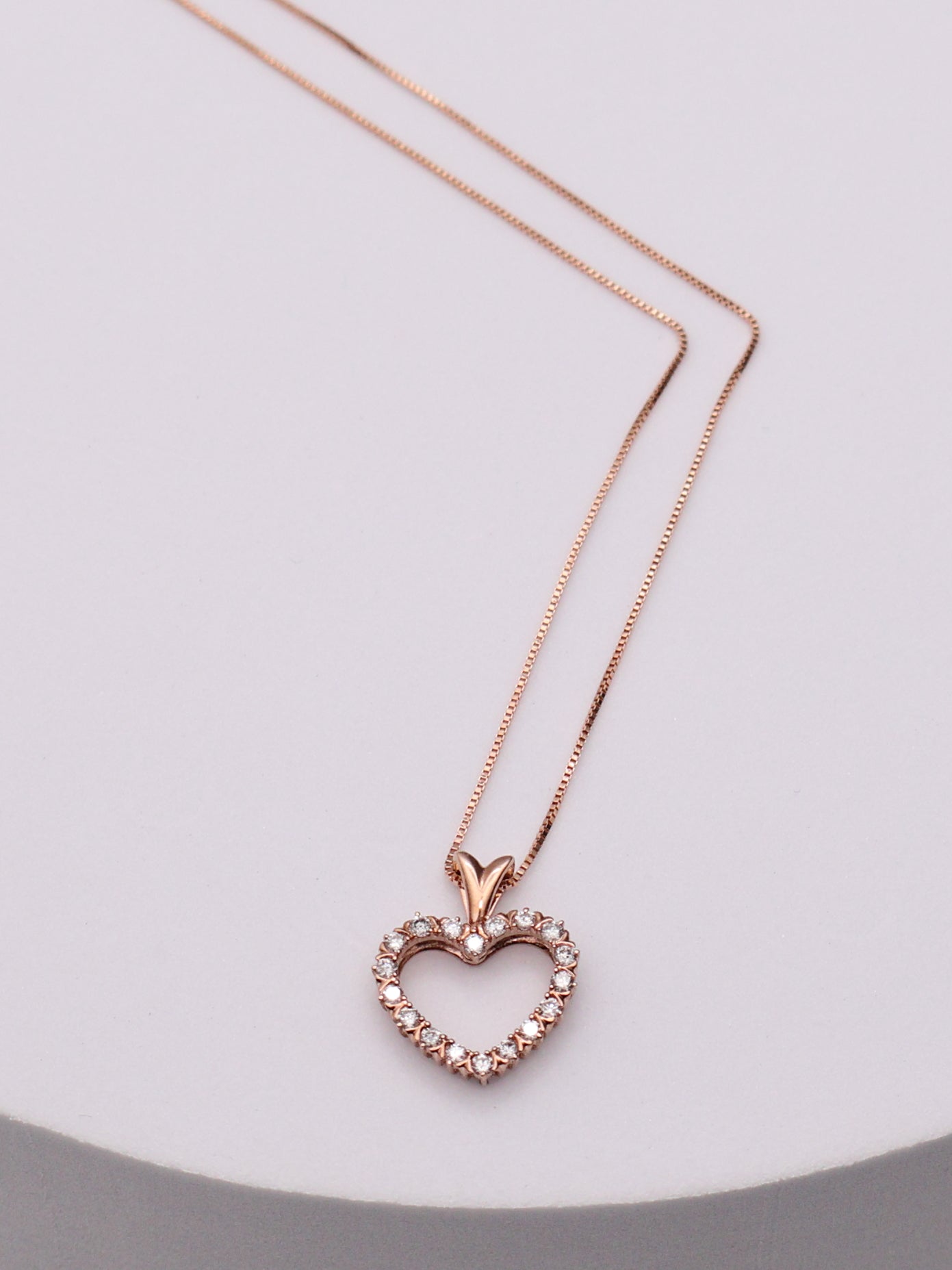 10k RG Diamond Heart Necklace