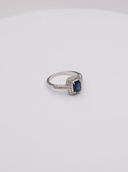 14k WG Blue Stone & Diamond Ring